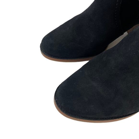 UGG Leahy Black Suede Leather Ankle Boots Stacked Block Heel Booties Size 9 - Picture 13 of 14